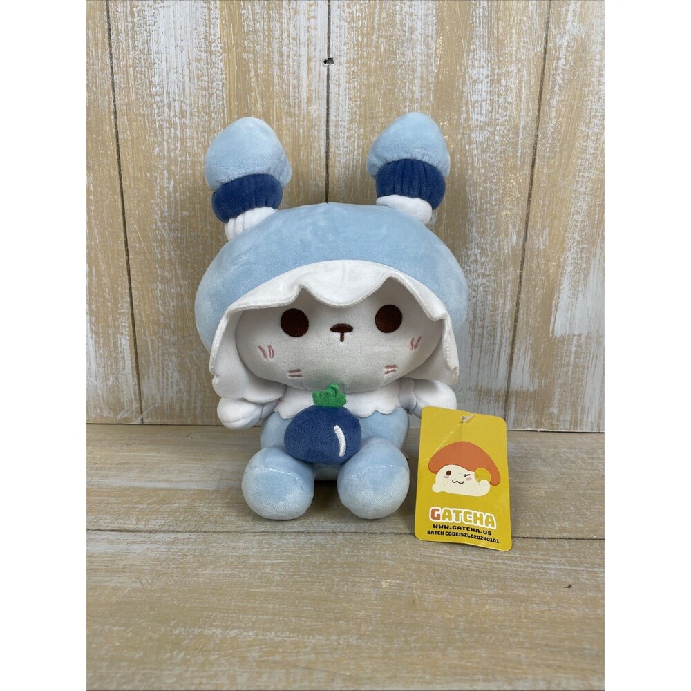 Gatcha Clawcade Edition Blue White Bunny Stuffed Plushie NWT
